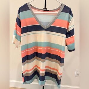 Heimish USA Striped V-Neck Top Size 2X NWOT